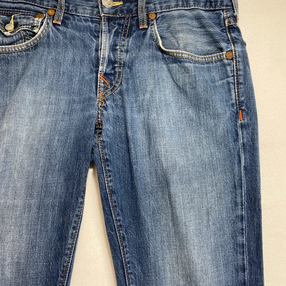 Y2K True Religion Section Slim Jeans Mens 31X32 Blue Denim Horseshoe Flap